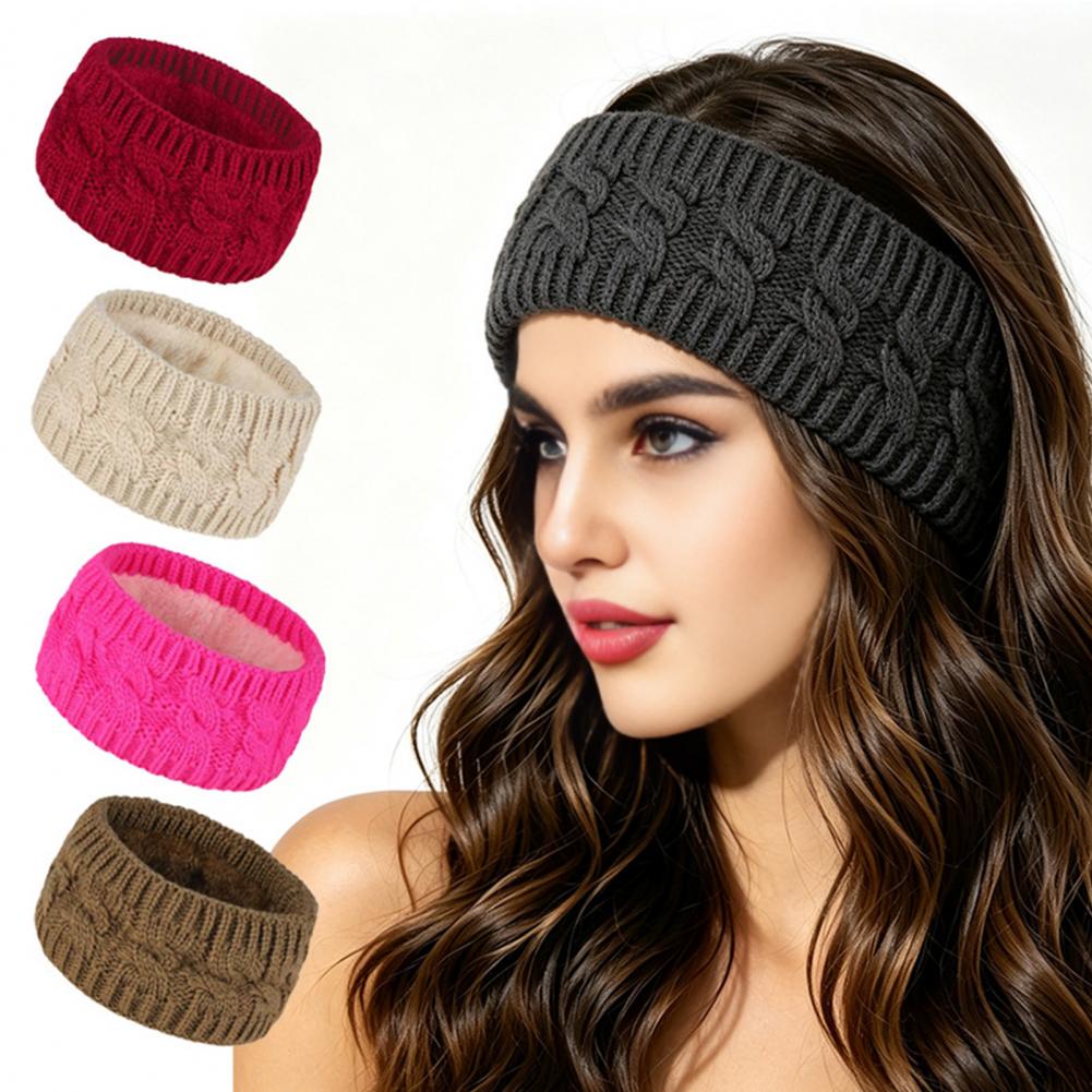 Fleece Ear Warmer Band - Эластичная вязаная повязка для волос, зимние
