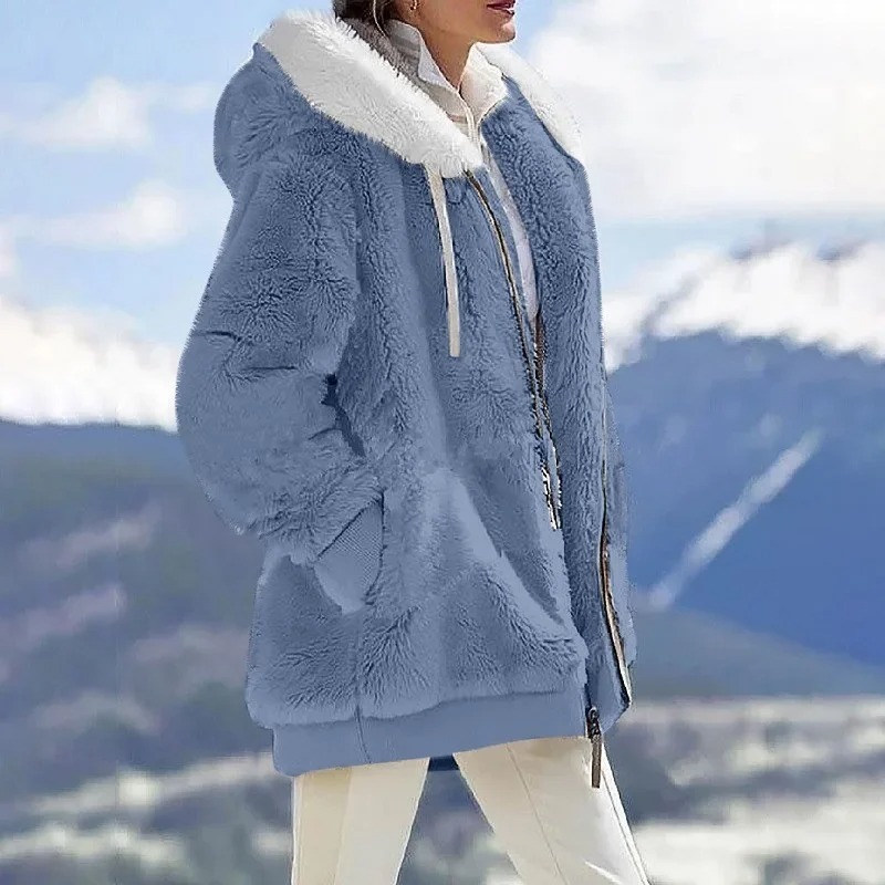 Wool Coat Peacoat - 2025 зимние теплые женские куртки, плюшевые